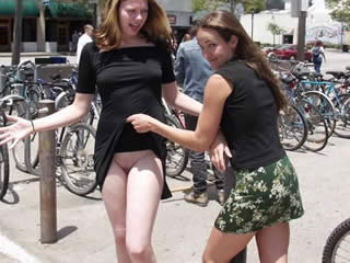 School Girlfriends Walk Without Panties